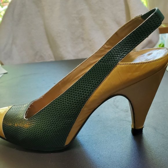 UGO ROSSETTI Italian Sling Back 2 Tone 3 1/4" Heel Dress Pump Shoe SIZE 5 - Picture 3 of 6